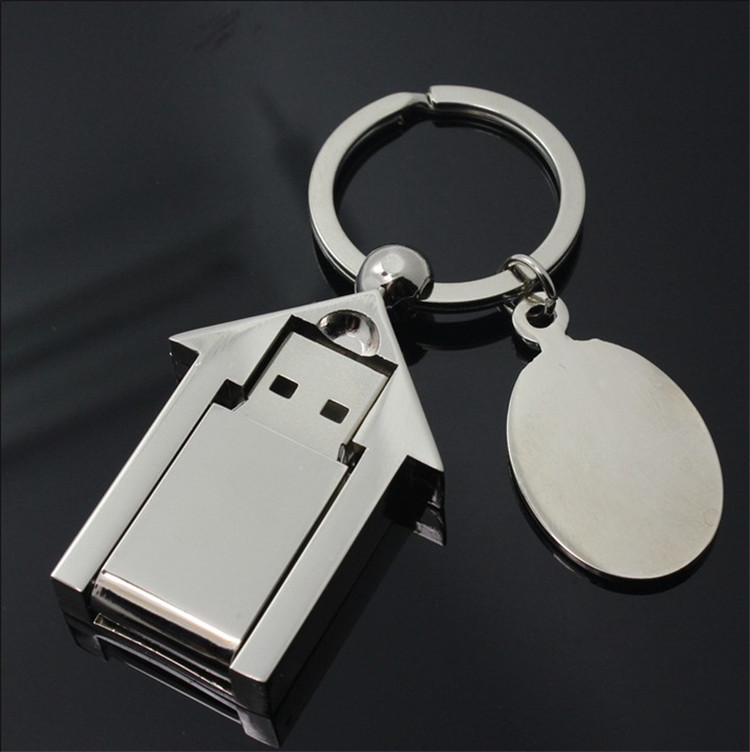 USB 2.0 Cute Metal House Shape USB Flash Drive