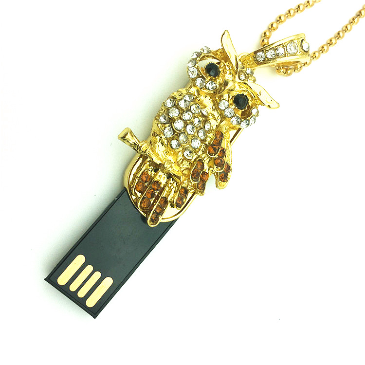 USB Flash Drive Diamond Metal Material Owl Cartoon USB 2.0 Flash Drive