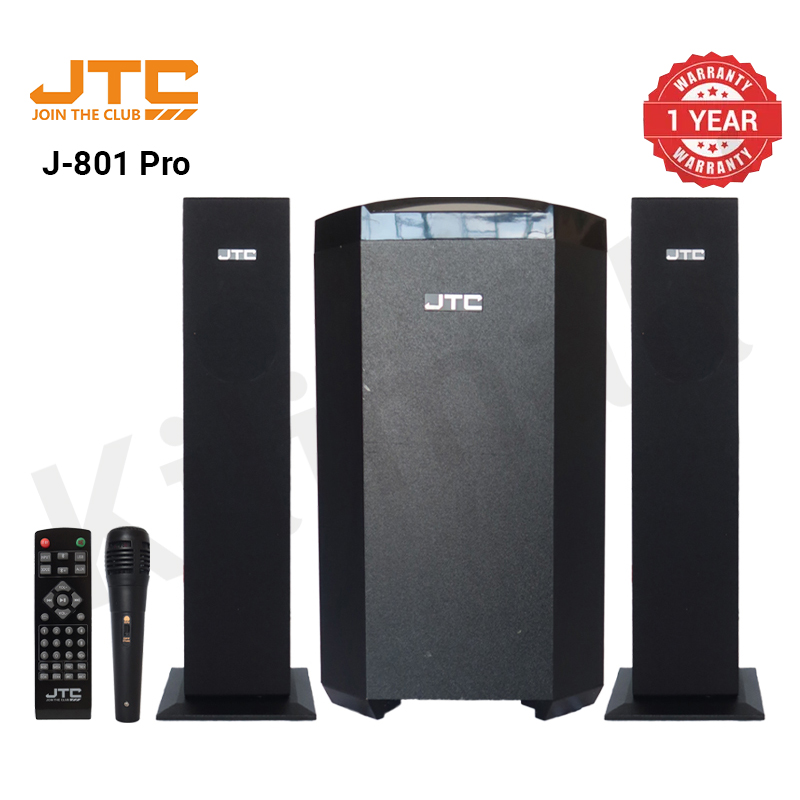 JTC J-801 Pro 2.1CH SUB Bluetooth Woofer HI-FI Sound Multimedia Speaker System default original-BT/FM-12000W + Microphone With Remote Control BlackBlack