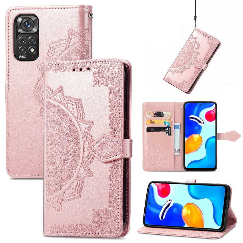 Leather Phone Case Flip Cover for Xiaomi Redmi Note 11 6.43'' / Xiaomi Redmi Note 11S Flower Fashion Leather Magnetic Full Body Shockproof Stand Flip Wallet Case Cover