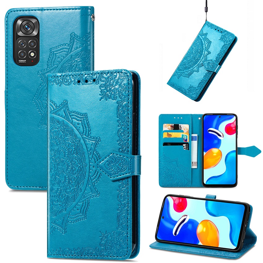 Leather Phone Case Flip Cover for Xiaomi Redmi Note 11 6.43'' / Xiaomi Redmi Note 11S Flower Fashion Leather Magnetic Full Body Shockproof Stand Flip Wallet Case Cover