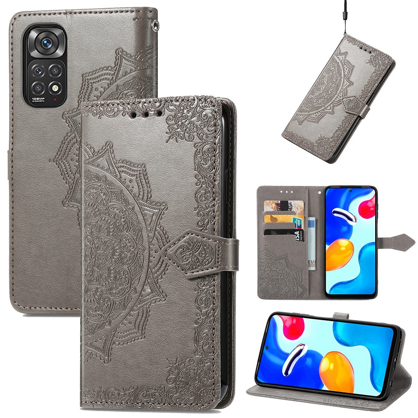 Leather Phone Case Flip Cover for Xiaomi Redmi Note 11 6.43'' / Xiaomi Redmi Note 11S Flower Fashion Leather Magnetic Full Body Shockproof Stand Flip Wallet Case Cover