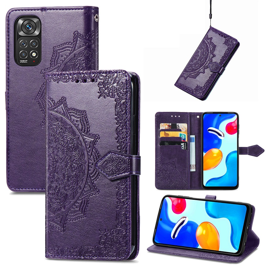 Leather Phone Case Flip Cover for Xiaomi Redmi Note 11 6.43'' / Xiaomi Redmi Note 11S Flower Fashion Leather Magnetic Full Body Shockproof Stand Flip Wallet Case Cover
