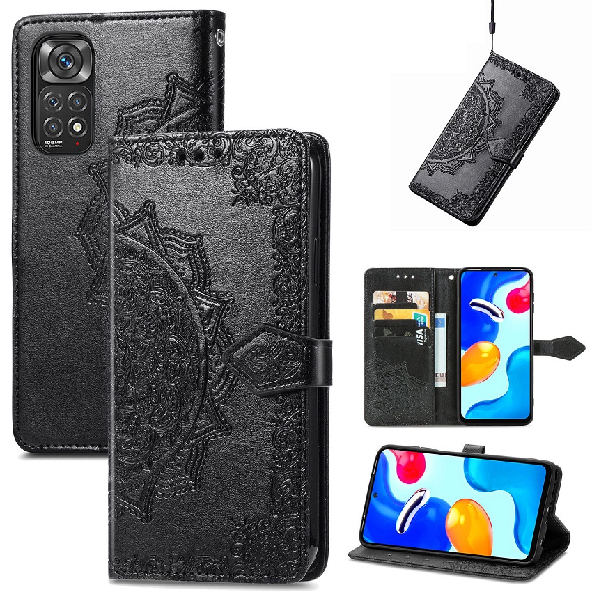 Leather Phone Case Flip Cover for Xiaomi Redmi Note 11 6.43'' / Xiaomi Redmi Note 11S Flower Fashion Leather Magnetic Full Body Shockproof Stand Flip Wallet Case Cover