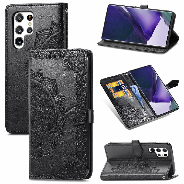Leather Phone Case Flip Cover for Samsung Galaxy S25 Ultra S25 Plus S24 FE S23 FE S22 Plus S21 S20 FE S10 S9 S8+ Note 20 Ultra Note 10 Plus 9 8 Magnetic Full Body Shockproof Stand Flip Cover