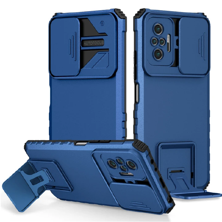 Luxury Slide Camera Lens Case For Xiaomi Redmi A1 10C 10A 10 Note 11 10 9 8 Pro 11S 10S 9A 9C 8A Mi 11T Pro Poco M4 X4 Pro M3 X3 Kickstand Shockproof Cover