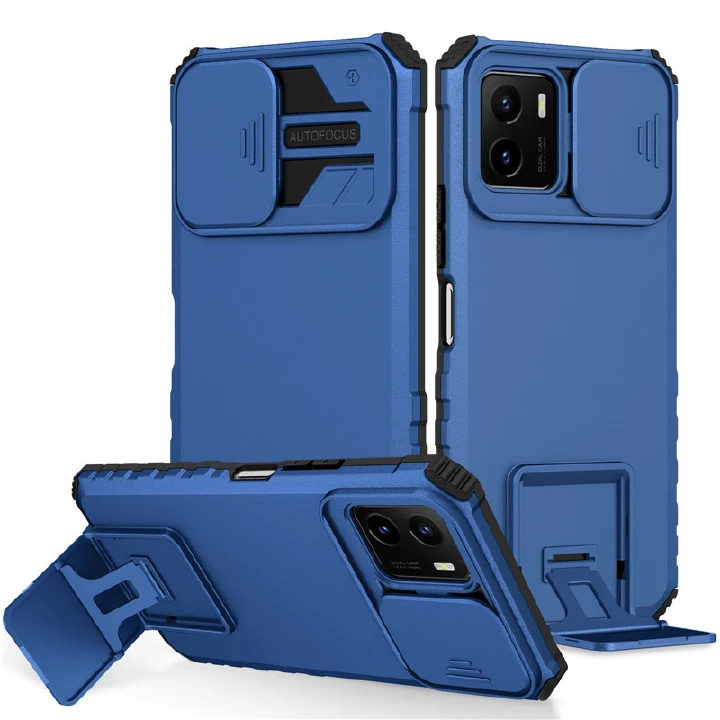 Luxury Slide Camera Lens Case For Vivo V23 Y20 Y20i Y12A Y20S Y12S Y91C Y1A Y91 Y95 Y91i Y17 Y12 Y15 Y11 Y50 Y30 Y72 Y53S Y15S Y15A Kickstand Shockproof Cover