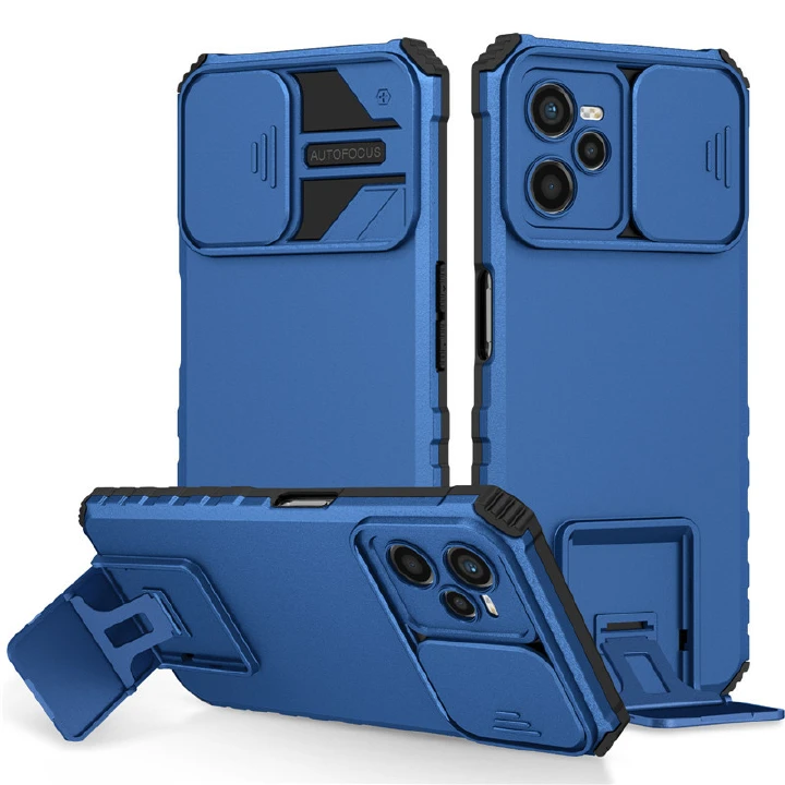Luxury Slide Camera Lens Case For OPPO Realme C35 C31 9i 7i C15 C25 C25Y C21 C21Y C11 C20 A96 A95 A76 Reno 5 6 Lite A74 A54 A16 A16K Kickstand Shockproof Cover