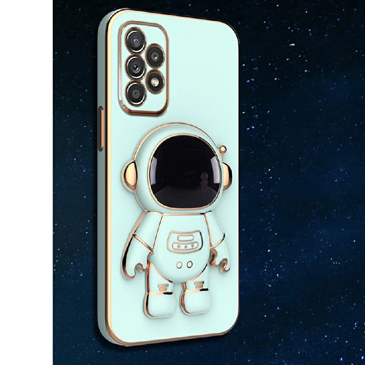 Phone Case for Samsung Galaxy S23 S22 S21 S20 S10 Note 20 Ultra Plus FE A04 A04S A14 M33 M23 M13 A73 A53 A33 A23 A13 A72 A52 A32 A22 A12 A21S Electroplated Astronaut Bracket Anti-Drop Protective Cover