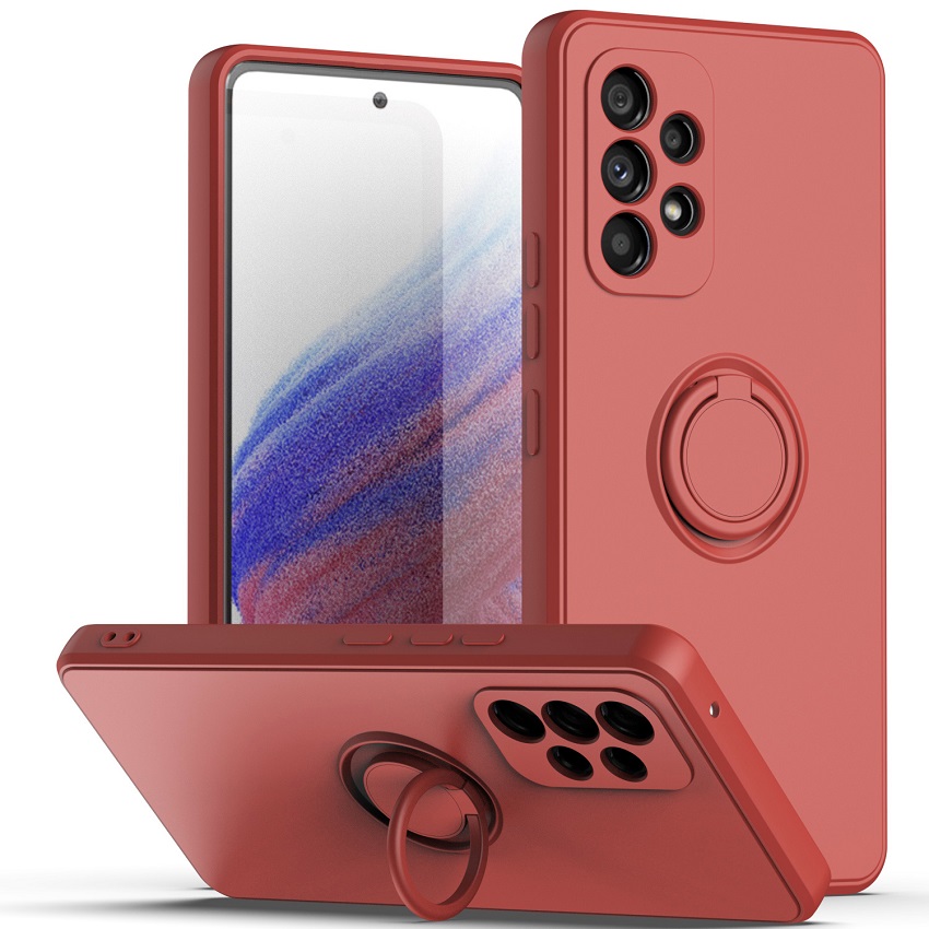 Phone Case For Samsung Galaxy A54 A34 A14 A04S A13 A23 A33 A53 A73 A52 A72 A32 A22 A12 A21S A20S A03 Core M53 A71 A51 A31 Magnetic Ring Holder Soft Liquid Silicone Cover