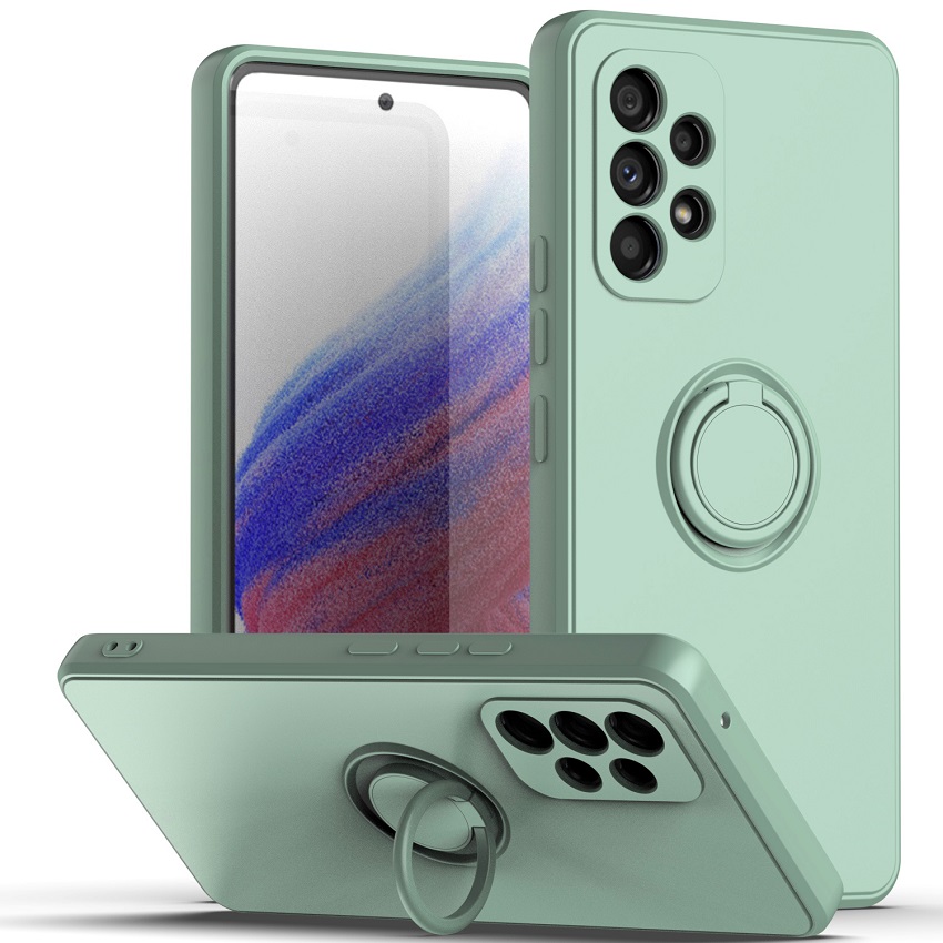 Phone Case For Samsung Galaxy A54 A34 A14 A04S A13 A23 A33 A53 A73 A52 A72 A32 A22 A12 A21S A20S A03 Core M53 A71 A51 A31 Magnetic Ring Holder Soft Liquid Silicone Cover