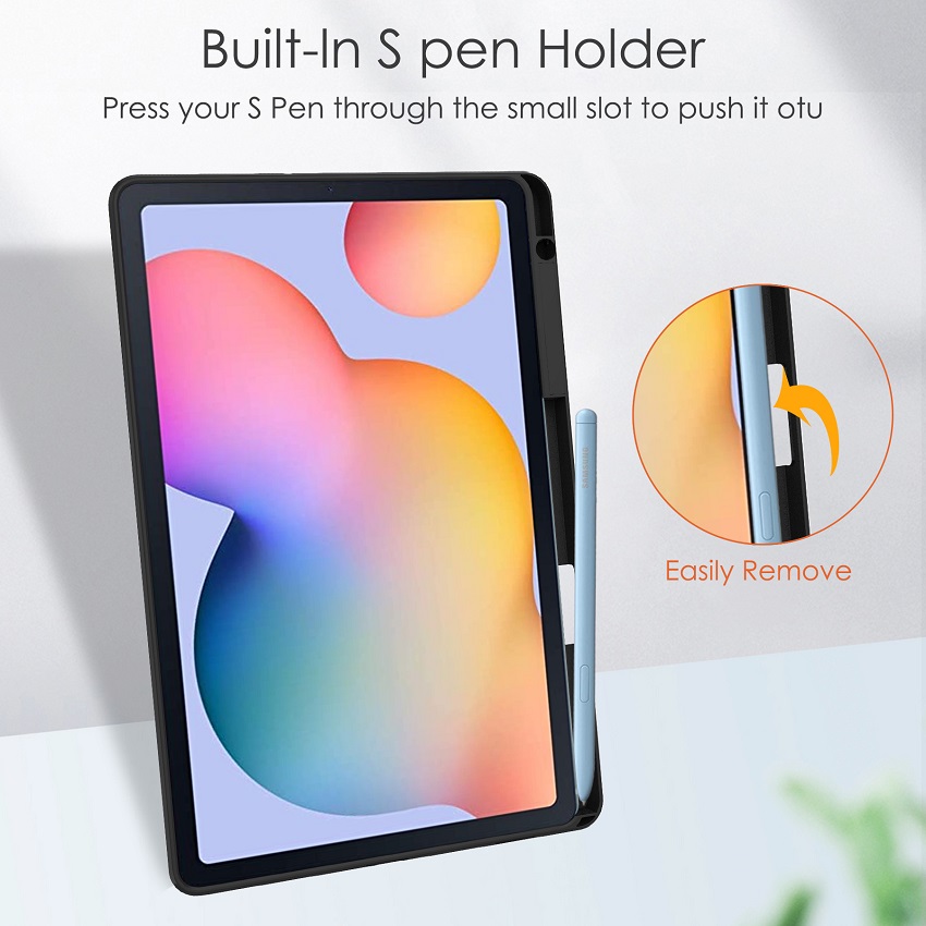 Tablet Case For Samsung Galaxy Tab S6 Lite (2022)SM-P613 SM-P619 / (2020) SM-P610/P615 with S Pen Holder, Shockproof Cover with Clear Back, Auto Wake/Sleep
