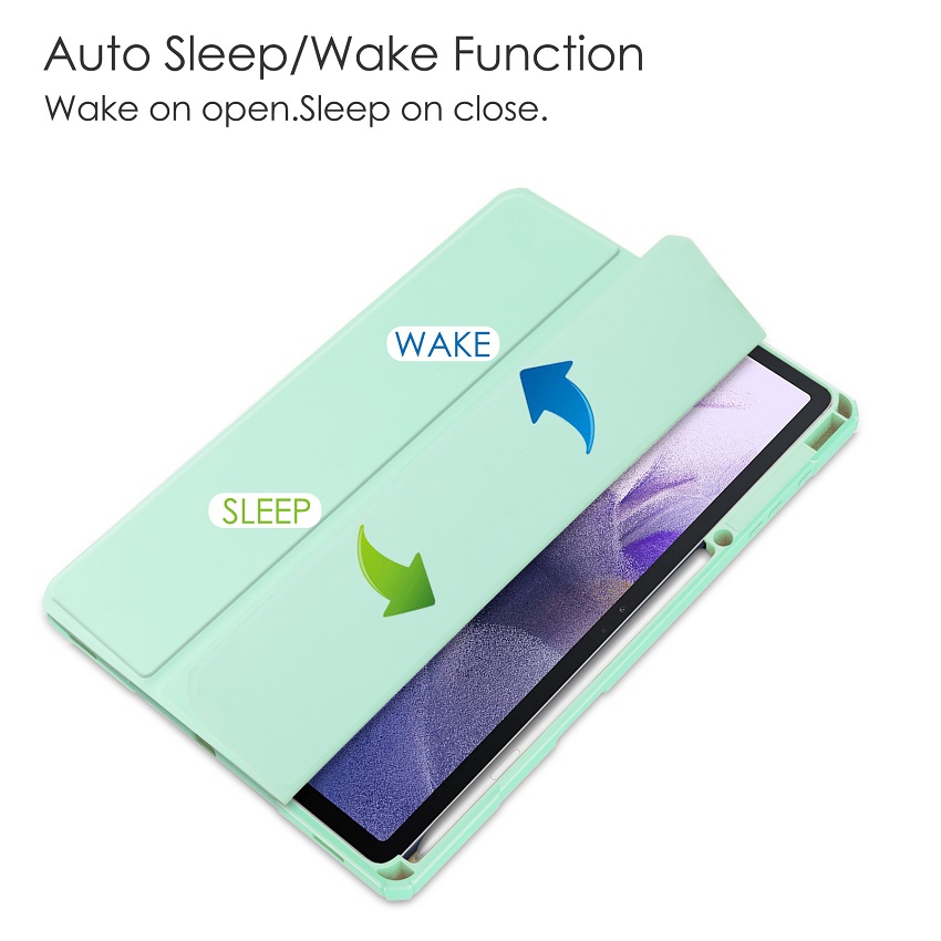 Tablet Case For Samsung Galaxy Tab S7 FE / Galaxy S7 Plus 12.4'' with S Pen Holder, Shockproof Cover with Clear Back, Auto Wake/Sleep