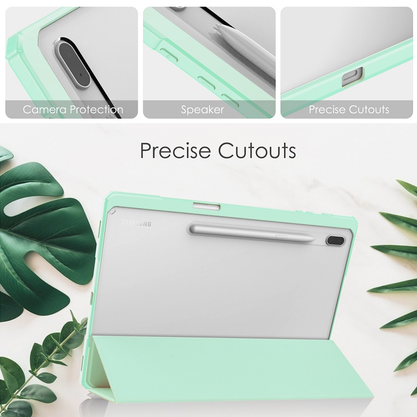 Tablet Case For Samsung Galaxy Tab S7 FE / Galaxy S7 Plus 12.4'' with S Pen Holder, Shockproof Cover with Clear Back, Auto Wake/Sleep