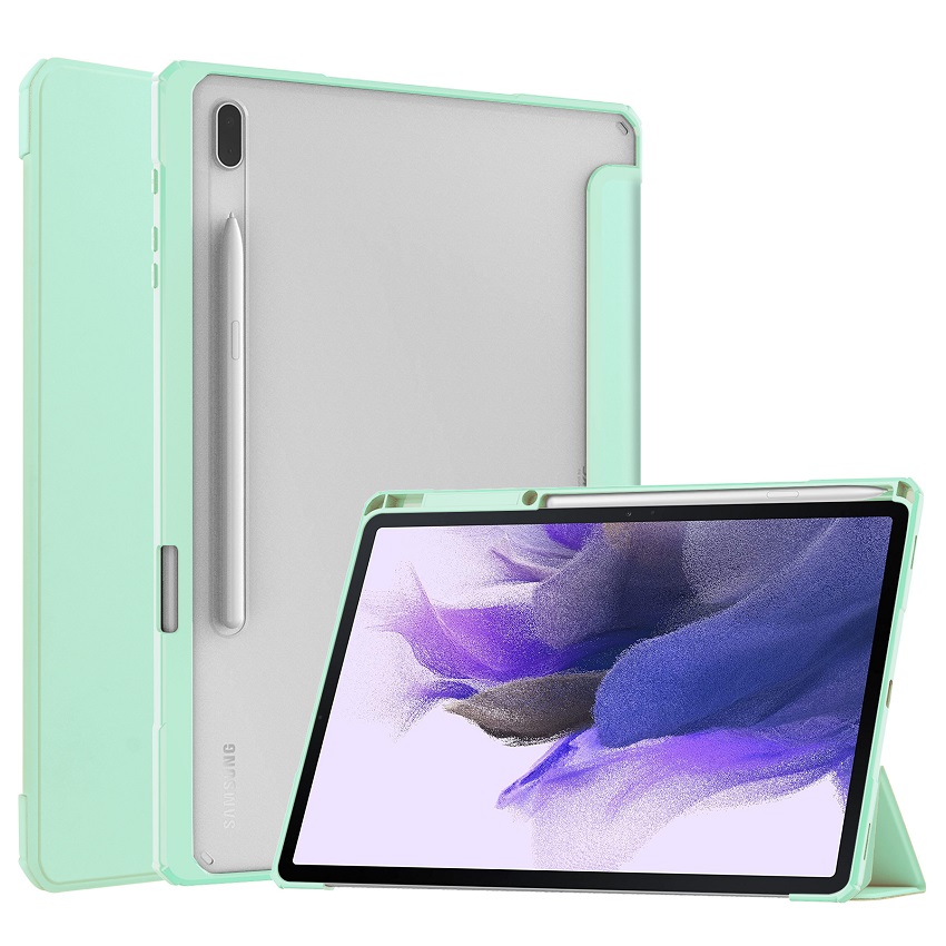 Tablet Case For Samsung Galaxy Tab S7 FE / Galaxy S7 Plus 12.4'' with S Pen Holder, Shockproof Cover with Clear Back, Auto Wake/Sleep