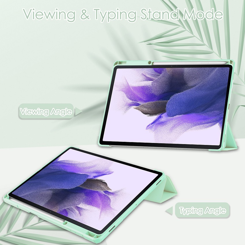 Tablet Case For Samsung Galaxy Tab S7 FE / Galaxy S7 Plus 12.4'' with S Pen Holder, Shockproof Cover with Clear Back, Auto Wake/Sleep