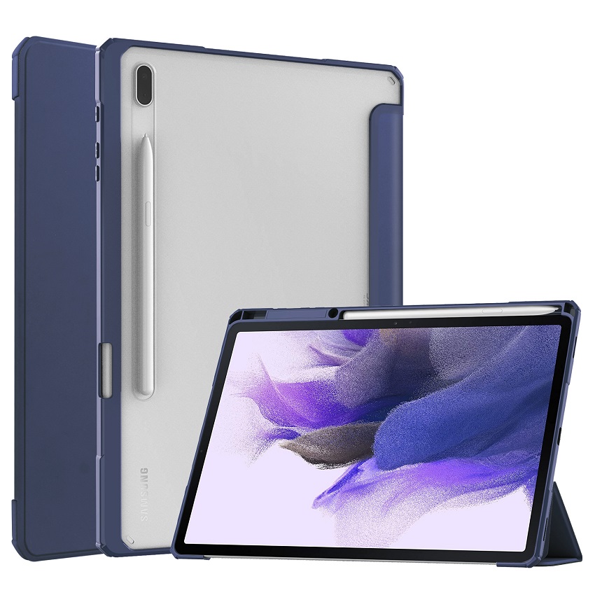 Tablet Case For Samsung Galaxy Tab S7 FE / Galaxy S7 Plus 12.4'' with S Pen Holder, Shockproof Cover with Clear Back, Auto Wake/Sleep