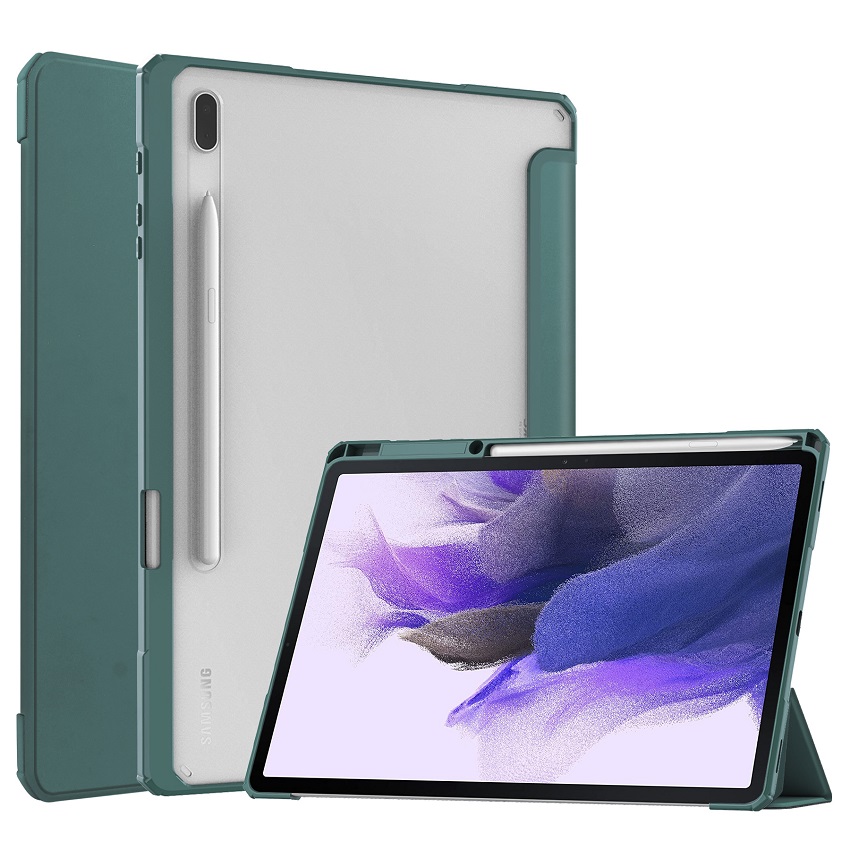 Tablet Case For Samsung Galaxy Tab S7 FE / Galaxy S7 Plus 12.4'' with S Pen Holder, Shockproof Cover with Clear Back, Auto Wake/Sleep