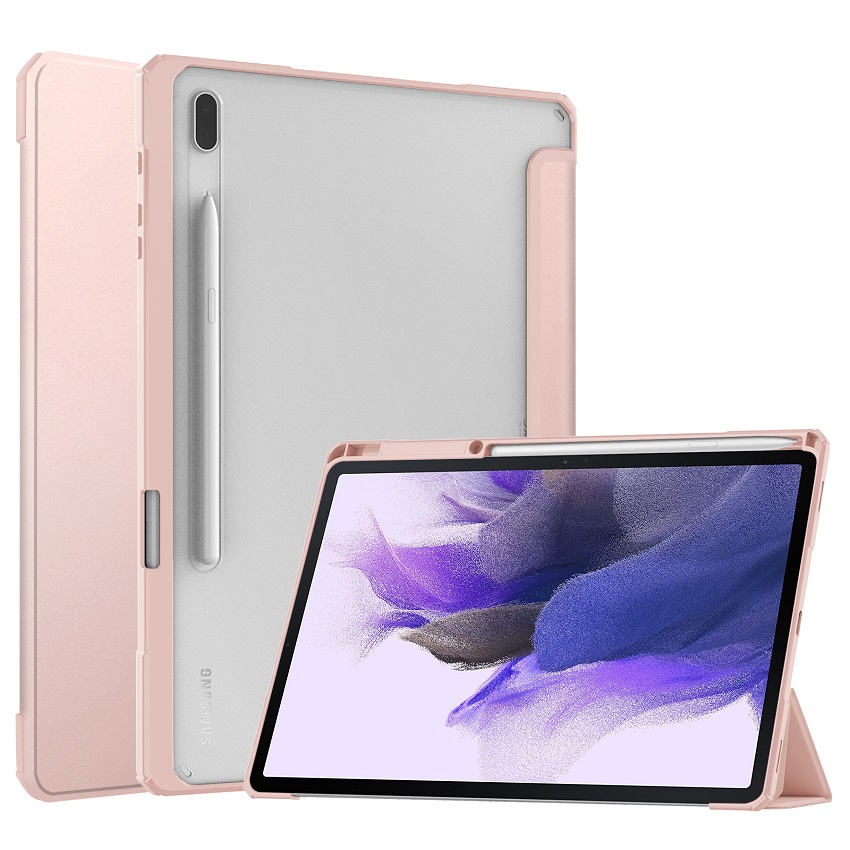 Tablet Case For Samsung Galaxy Tab S7 FE / Galaxy S7 Plus 12.4'' with S Pen Holder, Shockproof Cover with Clear Back, Auto Wake/Sleep