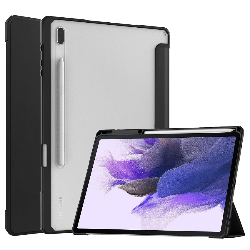 Tablet Case For Samsung Galaxy Tab S7 FE / Galaxy S7 Plus 12.4'' with S Pen Holder, Shockproof Cover with Clear Back, Auto Wake/Sleep