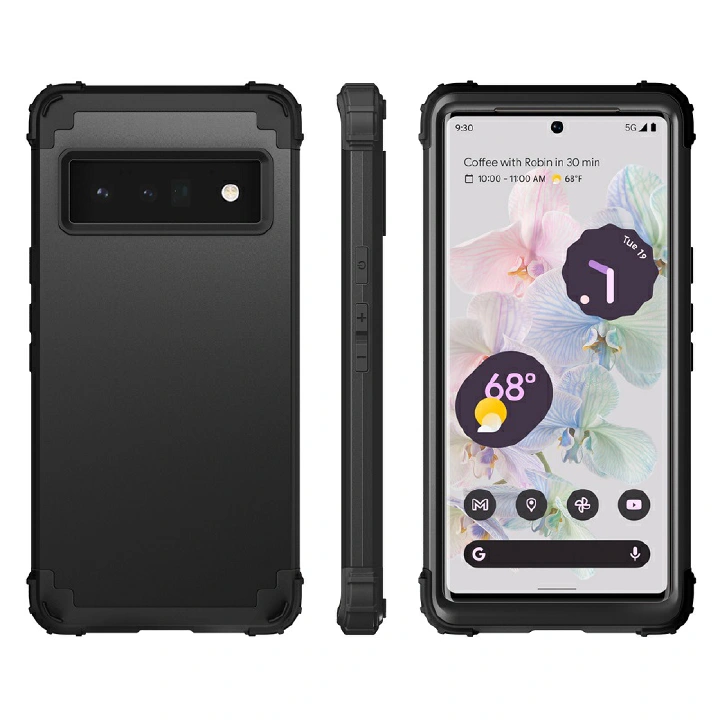 Cover for Google Pixel 9 Pro 9 Pro XL 8a 7a 8 Pro 7 Pro 6 Pro 6a 5 Pro 4 3 5A 4A 3A XL 4 XL 3-in-1 PC Silicone Phone Case Back Case Anti-Drop Case