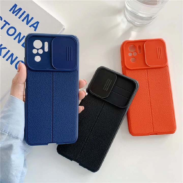 Lychee Pattern Leather Phone Case for Xiaomi Redmi Note 10 9 8 Pro 10S 9S 10 9 9T 9 Mi 11 Lite 10T Push Pull Camera Protection Coque Cover