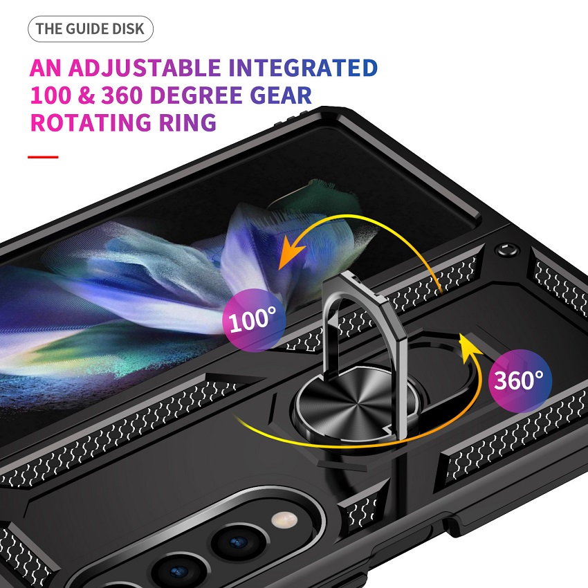 Phone Case for Samsung Galaxy Z Fold 4,Galaxy Z Fold 3 Cover 360° Rotating Stand Military Grade Drop Tested Cover with Magnetic Kickstand Car Mount Protective Case Z Fold4,Z Fold3
