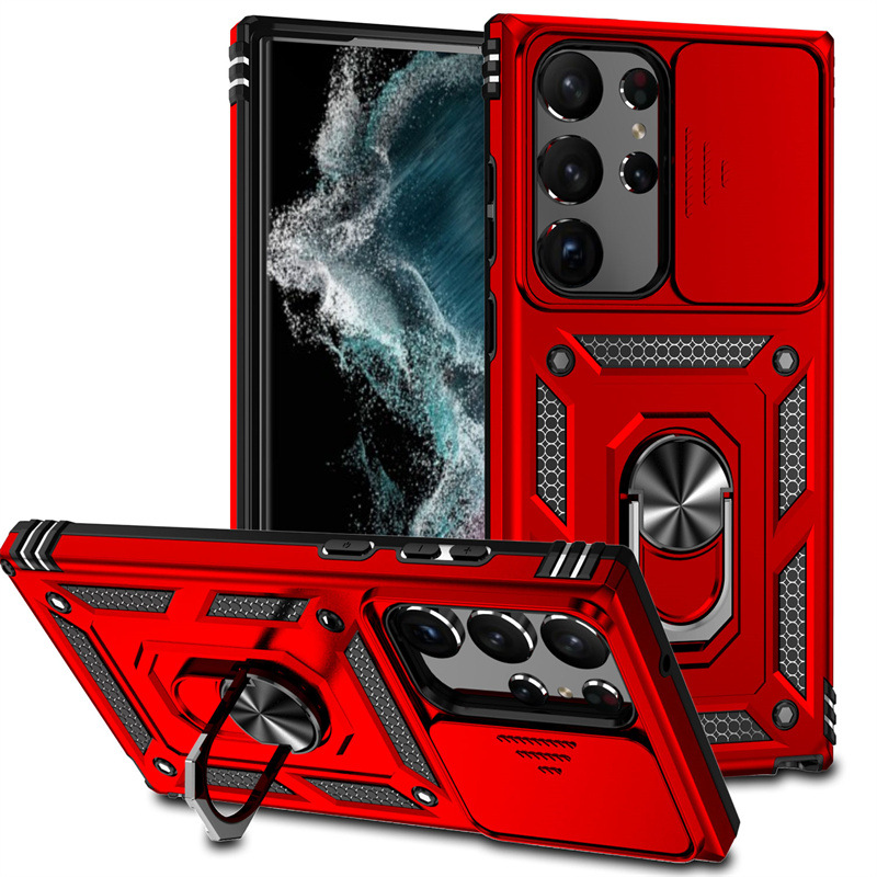 Luxury Slide Camera Lens Case For Samsung Galaxy S24 Plus S23 S22 S21 S20 Plus S20 FE Note 20 Ultra 20 Shockproof Bumper Cover with Magnetic vehicle-mounted Kickstand Cover