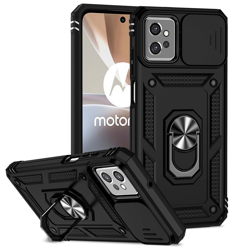 Luxury Slide Camera Lens Case For Motorola G Pure Play Stylus G31 G41 G50 G60S G22 G32 G52 G82 G62 Edge 2022 Shockproof Bumper Cover with Kickstand