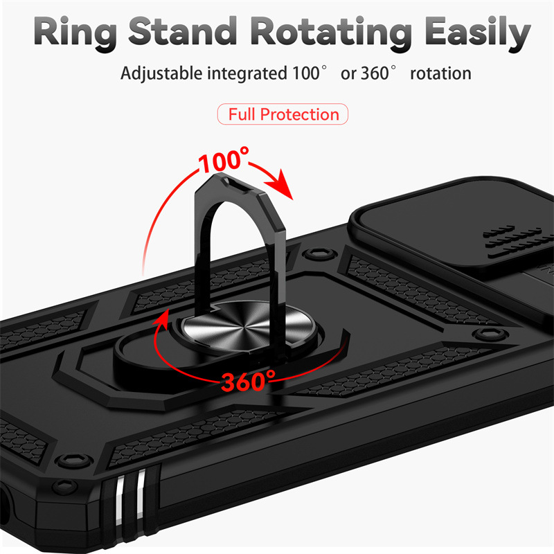 Luxury Slide Camera Lens Case For Motorola G Pure Play Stylus G31 G41 G50 G60S G22 G32 G52 G82 G62 Edge 2022 Shockproof Bumper Cover with Kickstand