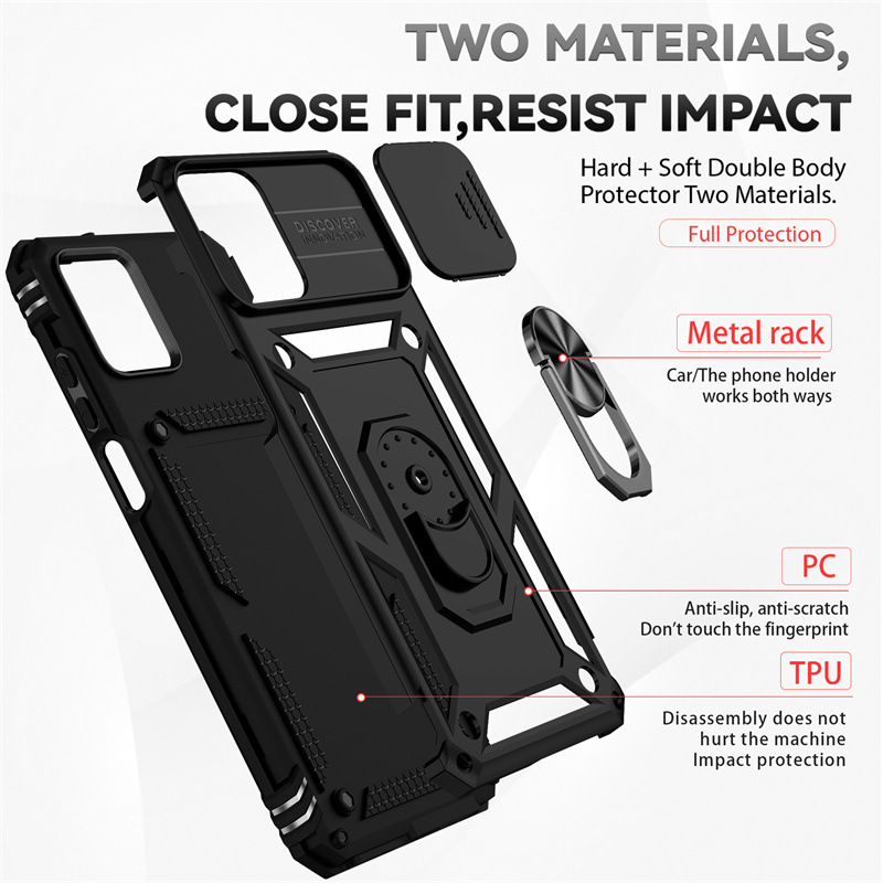 Luxury Slide Camera Lens Case For Motorola G Pure Play Stylus G31 G41 G50 G60S G22 G32 G52 G82 G62 Edge 2022 Shockproof Bumper Cover with Kickstand