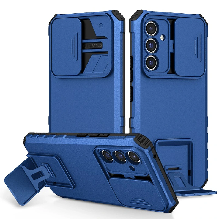 Luxury Slide Camera Lens Case For Samsung Galaxy A56 A36 A26 A16 A06 A55 A35 A25 A15 A05S A05 A54 A34 A24 A14 A04S A04E A04 M23 F23 M32 A73 A53 A33 A23 A13 Kickstand Shockproof Cover