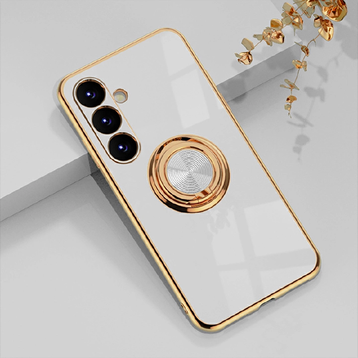 For Samsung Galaxy A55 A35 A25 A15 A54 A34 A24 A14 A04S A73 A53 A33 A13 A72 A52 Finger Ring Buckle Kickstand [with Magnetic] Vehicle-Mounted Soft TPU Bumper Electroplated Phone Case