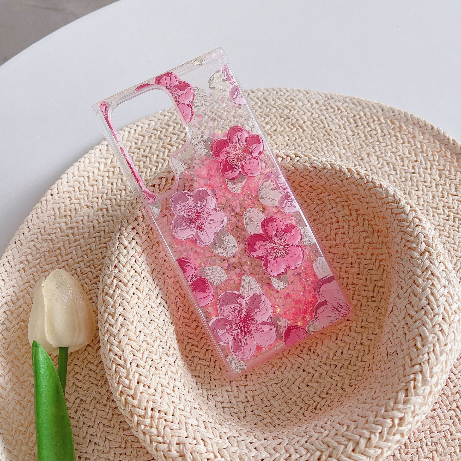 Phone Case for Samsung Galaxy S23 S22 S21 S20 FE Note 20 Ultra 8 9 10 A52 A72 A32 A13 A53 A33 Night Glow Sand Ins Flower Soft Silicone Cover