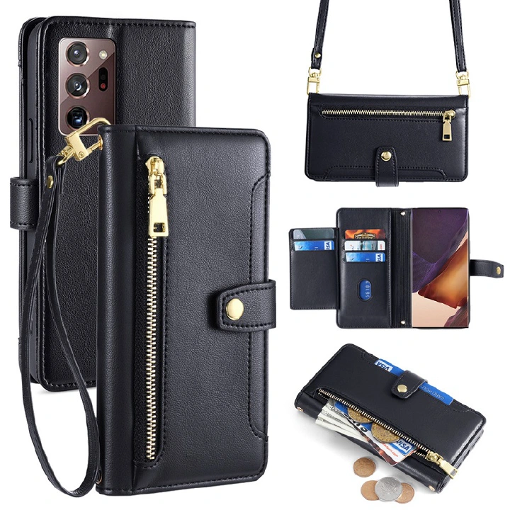 Fashion Leather Lanyard Phone Case Flip Cover For Samsung S23 S22 Ultra S21 Plus S20 FE S10 Lite S9 S8 Plus Note 20 Ultra 10 9 8 Shockproof Protection Stand Holder Magnetic PU Leather Case