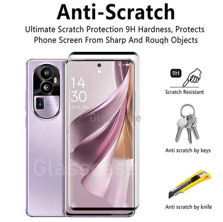 Curved Screen Protector [2 Pieces] for OPPO Reno10 5G / Reno 10 Pro 5G Screen protector Tempered Curved Surface Edge Glue HD Curved Full Cover] [Bubble Free] Glass Screen Protector