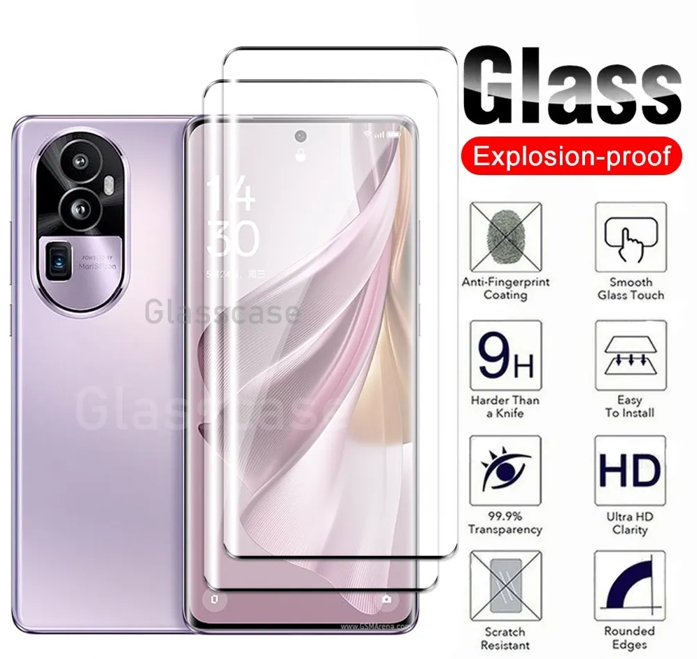 Curved Screen Protector [2 Pieces] for OPPO Reno10 5G / Reno 10 Pro 5G Screen protector Tempered Curved Surface Edge Glue HD Curved Full Cover] [Bubble Free] Glass Screen Protector