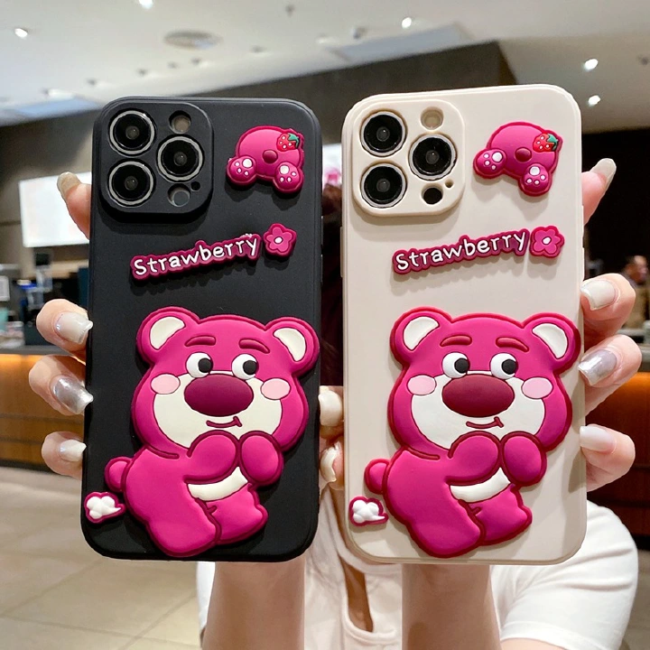 Phone Case For Samsung Galaxy A15 A05 A05S A54 A34 A25 A24 A14 A04 A04S A04e A73 A53 A33 A23 A13 A72 A52 A32 A22 A12 A71 A51 A31 A11 A70 A50 Strawberry Bear Cartoon Cuteness Silicone Protective Case