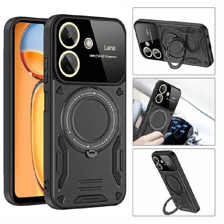 Magnetic Bracket Fashion Large View Window Phone Case For Xiaomi Redmi 13C