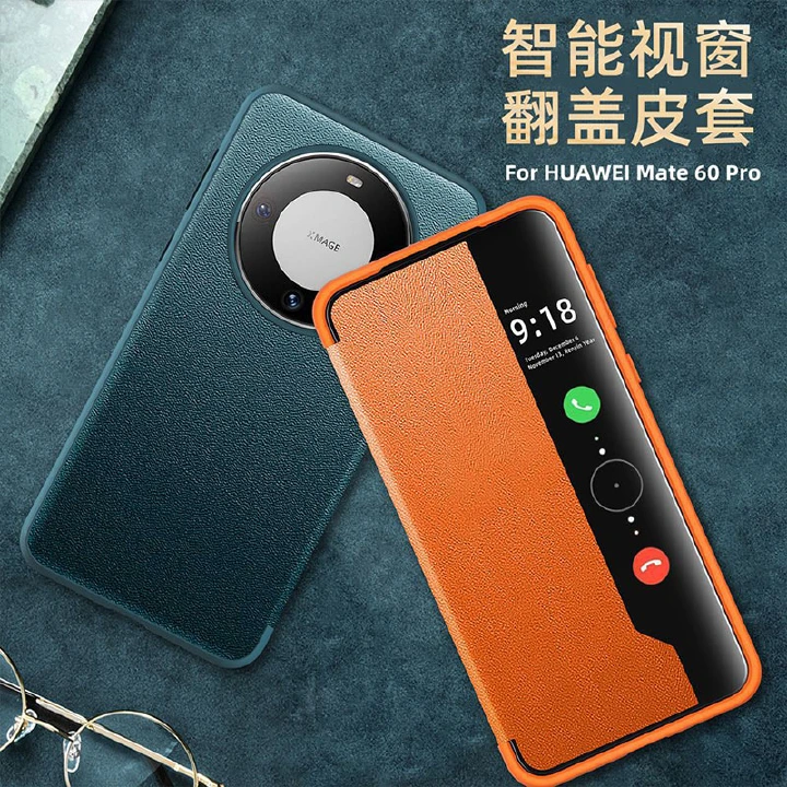 Clamshell type Smart Window Sleep Protector Phone Case For Huawei Mate 60 50 40 30 20 Pro Transparent Side Windows TPU Soft sole soft shell holster Cover