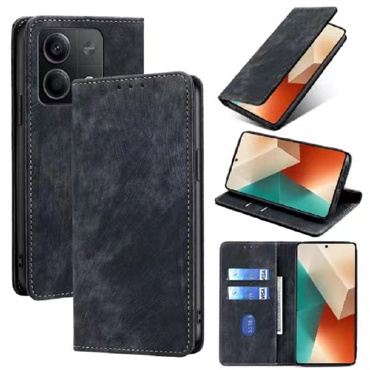 Leather Phone Case Flip Cover For Xiaomi Redmi Note 13, 13 Pro, 13R Pro, 13C, K70 Pro , Shockproof Protection Stand Holder Magnetic PU Leather Case