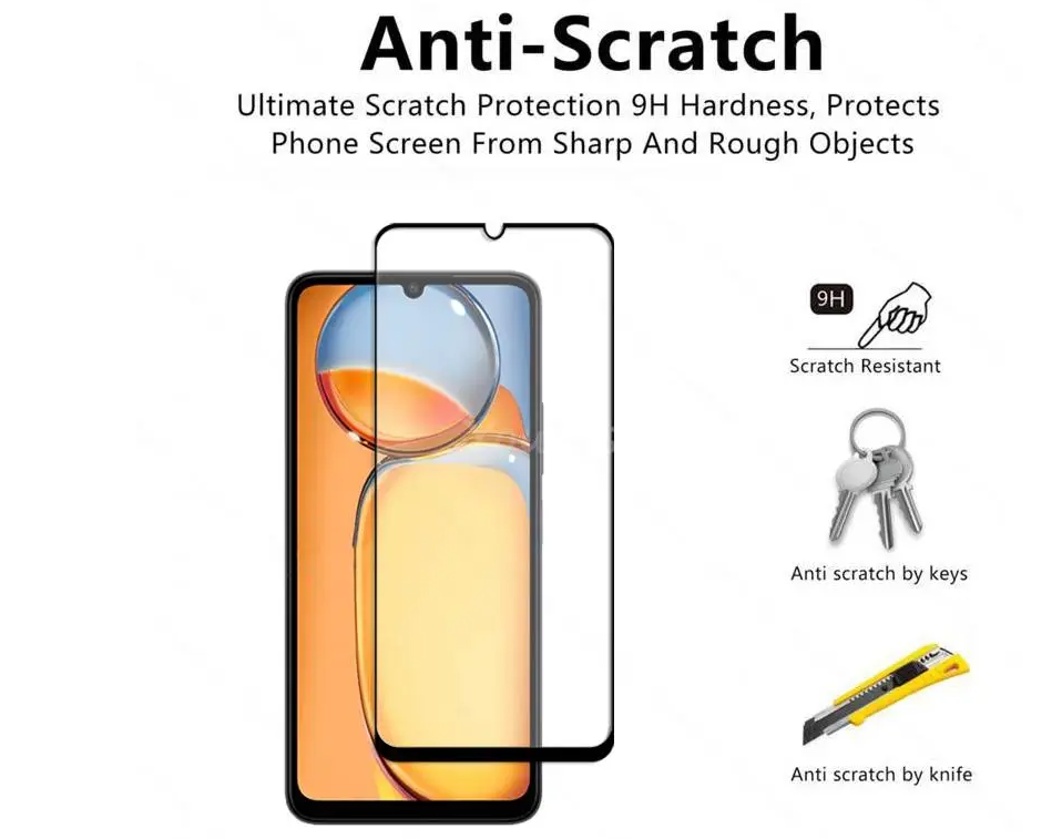 [2 Pieces] for Xiaomi Redmi 13C 12C 10C 9C [9D Full Glue Cover] Tempered Glass Screen Protector