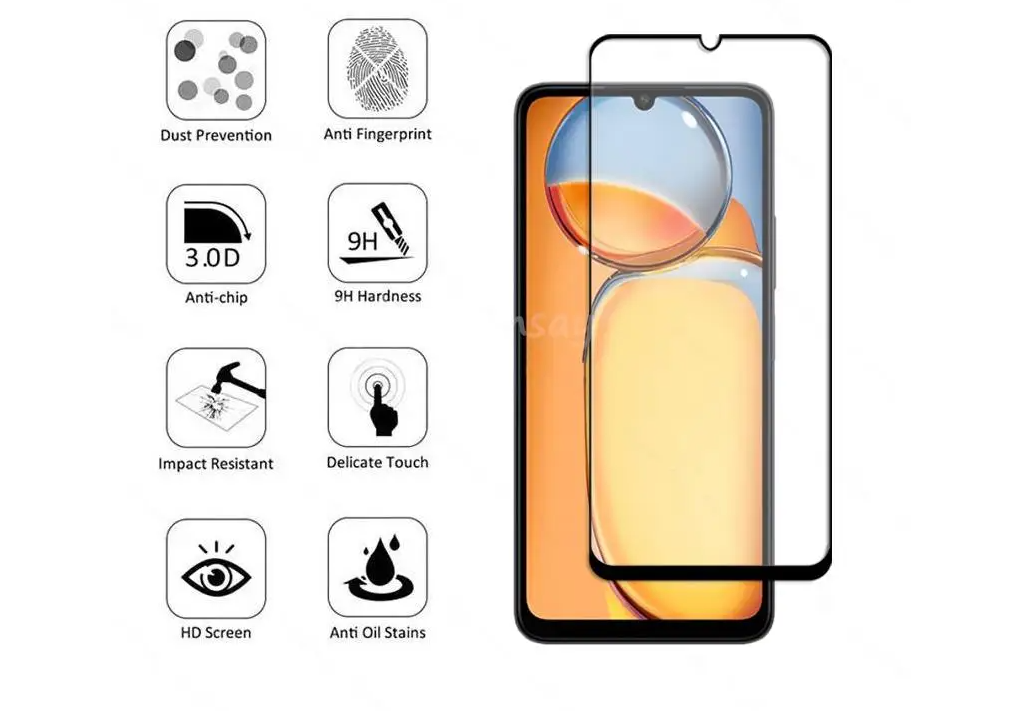 [2 Pieces] for Xiaomi Redmi 13C 12C 10C 9C [9D Full Glue Cover] Tempered Glass Screen Protector