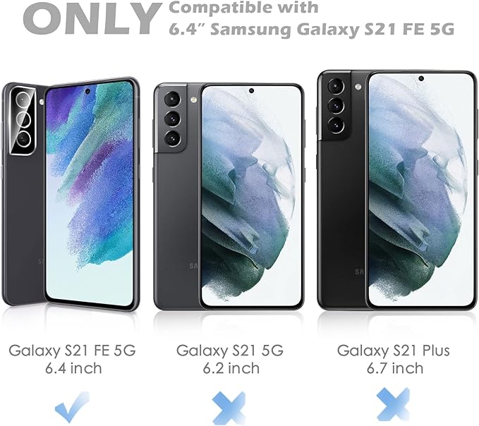 [3 pcs] For Samsung Galaxy S21 FE Camera Lens Protector, Ultra Thin Tempered Glass, Scratch Resistant HD Clear, Easy to Install