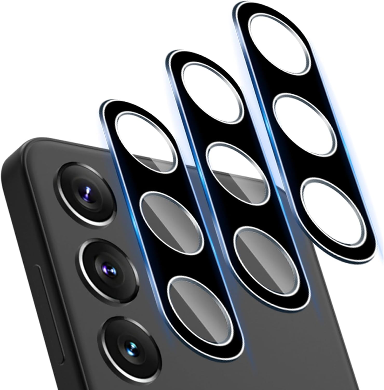 [3 Pcs]-Samsung Galaxy A25 A15 A05S F34 M34 F54 A04S A24 M14 M54 Camera Lens Protector, 9H Hardness, Scratch Resistant, Easy Installation Tempered Glass-Black