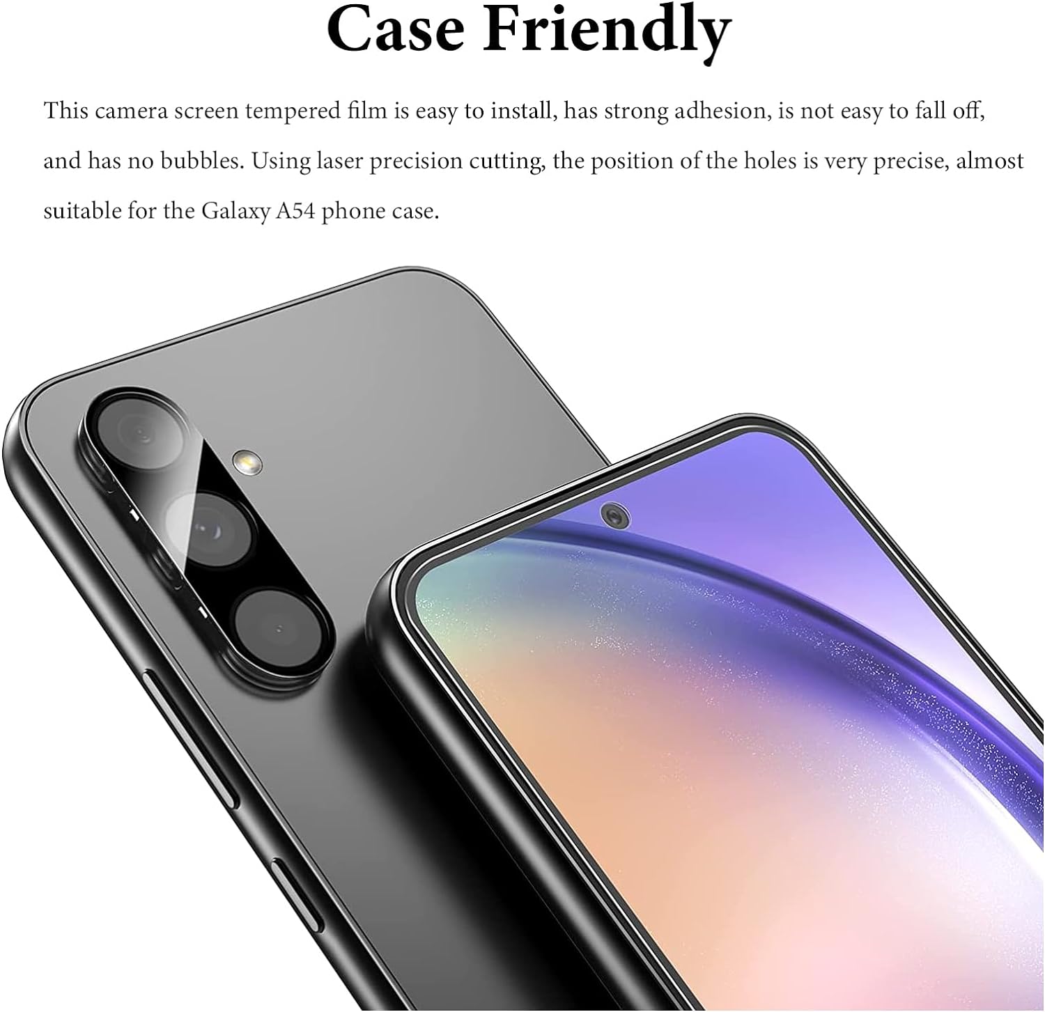 [3 Pcs]-Samsung Galaxy A25 A15 A05S F34 M34 F54 A04S A24 M14 M54 Camera Lens Protector, 9H Hardness, Scratch Resistant, Easy Installation Tempered Glass-Black