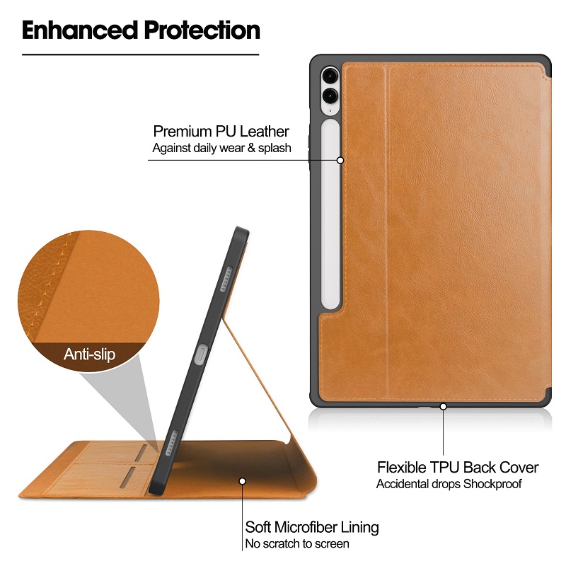 Tablet Case for Samsung Galaxy Tab S9 FE Plus/SM-X610 / S9 Plus / SM-X810/ SM-X816B PU Leather Business Folio Stand Protective Tablet Cover Built-in Card Slot