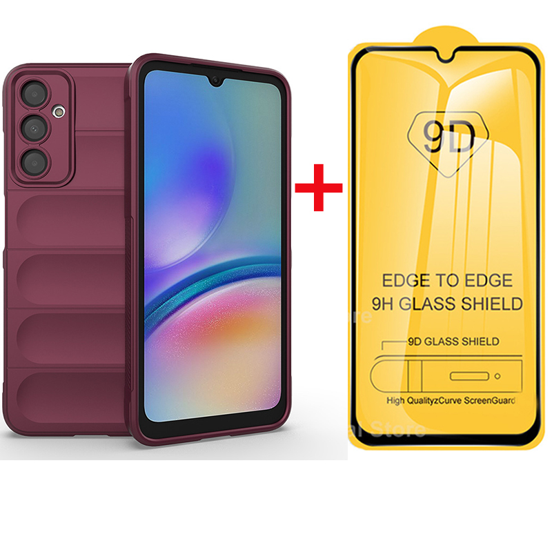 Samsung Galaxy A05S Phone Case come with [9D Full Glue Cover Tempered Glass] Screen Protector