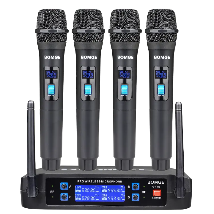 BOMGE 4-Channel Dynamic Wireless Microphone System
