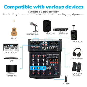 BOMGE USB Audio Interface(24 bit/192 kHz) with XLR,phantom power,Direct  Monitoring,Loopback for PC Recording,Streaming,Guitarist,Vocalist and  Podcasti